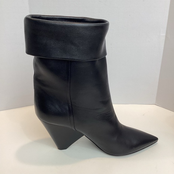 SAINT LAURENT LEATHER MID CALF BOOTS SZ 40.5 - Picture 8 of 12